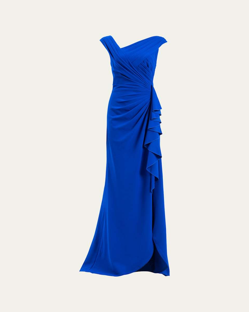 Sleeveless Asymmetric Crepe Gown